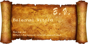 Beleznai Vitold névjegykártya